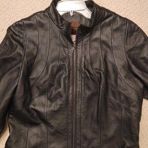 Leather bomber style jacket